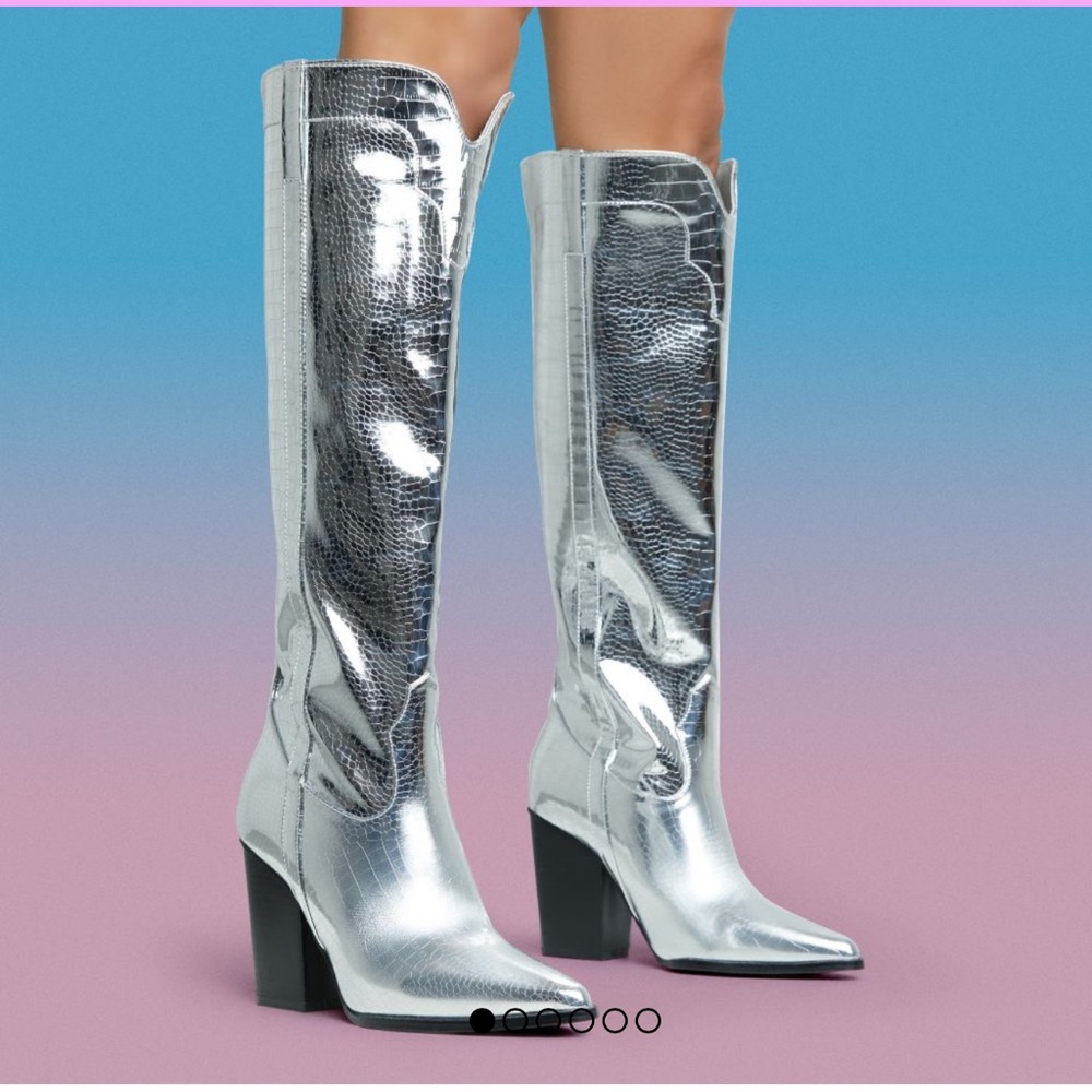 Silver Cowgirl Boots - Ego Shoes - Size 7